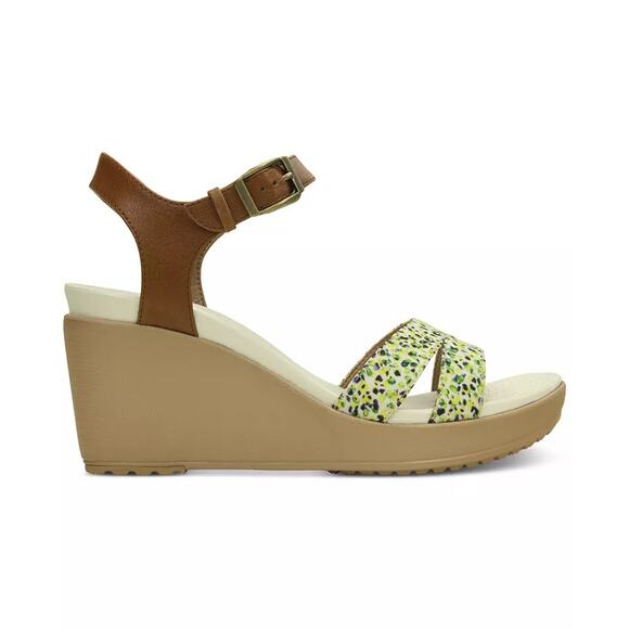 Crocs Leigh II Ankle Strap Graphic Wedges Sandals Hazelnut Gold Y2K 2000s Size 8 - Picture 10 of 12